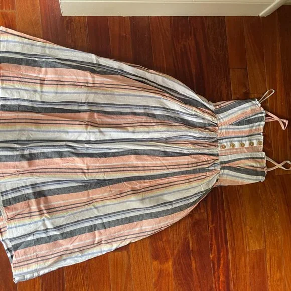 FREE PEOPLE Women's Pink Striped Strapless Maxi Fit + Flare - Picture 6 of 6